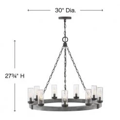 Sawyer 9-Light Aged Zinc Black Outdoor Chandelier by HINKLEY -HINKLEY || CANARM Shop aged zinc hinkley outdoor chandeliers 29208dz ll 40 1000