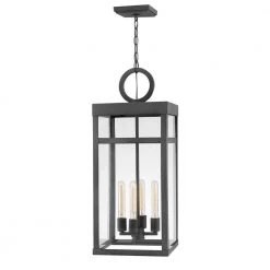 Porter Large 4-Light Aged Zinc Outdoor Hanging Pendant by HINKLEY