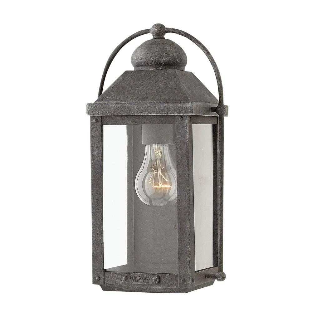 Anchorage Small 1-Light Aged Zinc Outdoor Wall Light Sconce by HINKLEY 1 Anchorage Small 1-Light Aged Zinc Outdoor Wall Light Sconce by HINKLEY