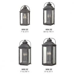Anchorage Medium 2-Light Aged Zinc Outdoor Wall Lantern Sconce by HINKLEY -HINKLEY || CANARM Shop aged zinc hinkley outdoor sconces 1854dz 1f 1000