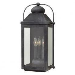 Anchorage 3-Light Aged Zinc LED Outdoor Wall Lantern Sconce by HINKLEY