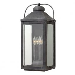 Anchorage Extra Large 4-Light Aged Zinc Outdoor Wall Mount Lantern Sconce by HINKLEY