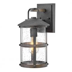 Lakehouse 1-Light Aged Zinc Black Hardwired Outdoor Wall Lantern Sconce by HINKLEY