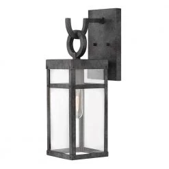 Porter Small 1-Light Aged Zinc Outdoor Wall Mount Lantern Sconce by HINKLEY