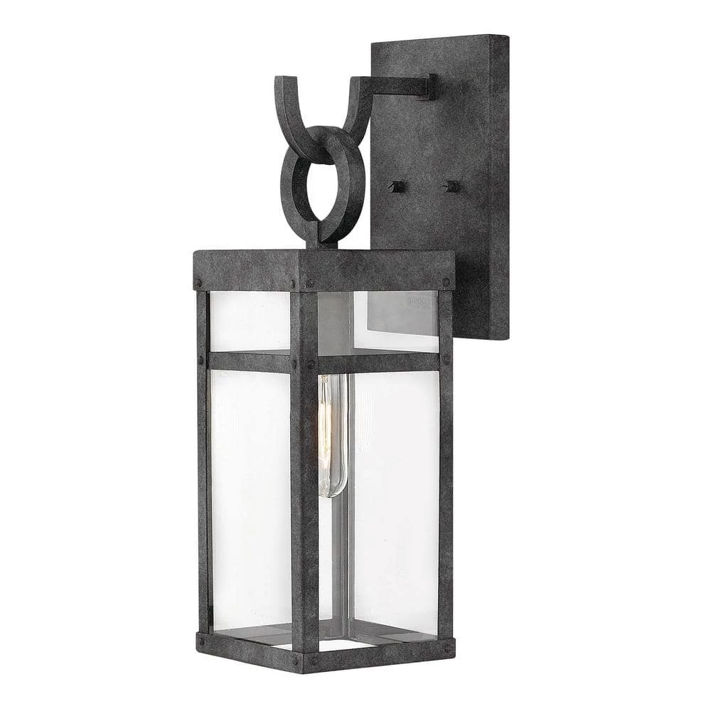 Porter Small 1-Light Aged Zinc Outdoor Wall Mount Lantern Sconce by HINKLEY 1 Porter Small 1-Light Aged Zinc Outdoor Wall Mount Lantern Sconce by HINKLEY