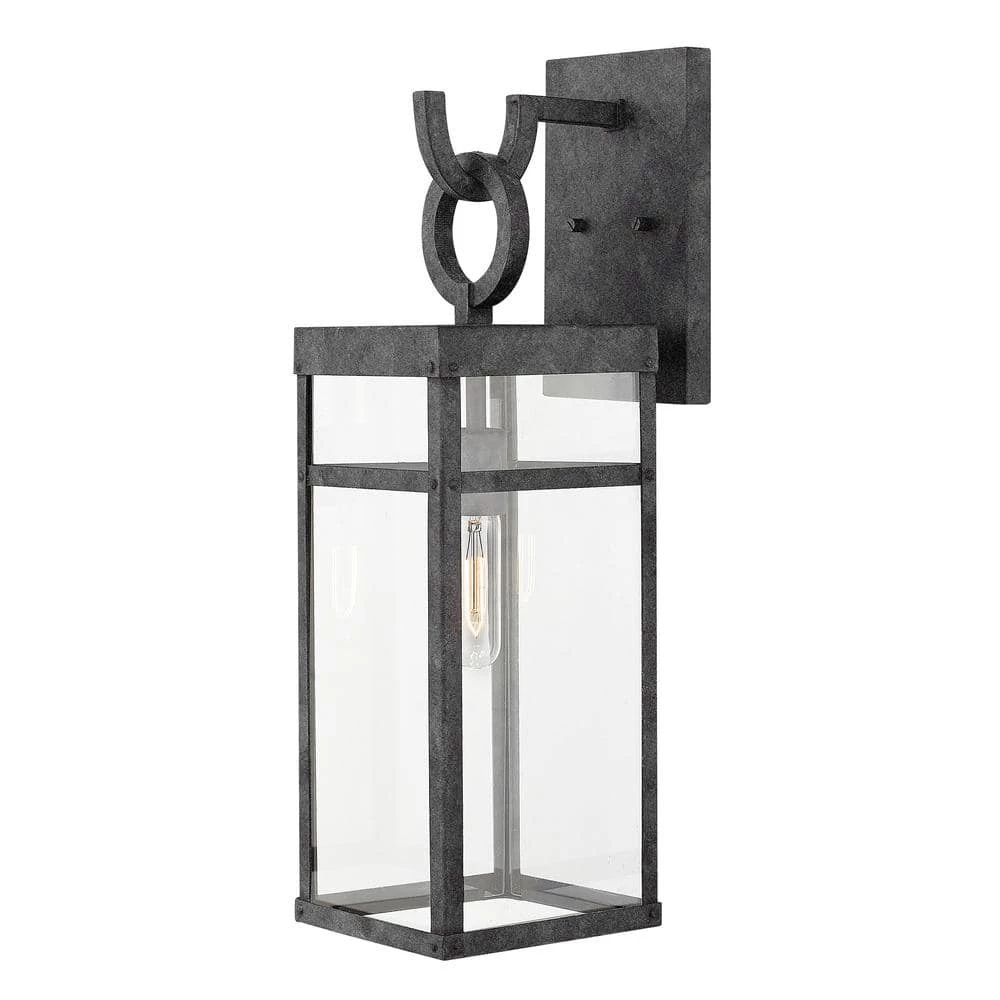 Porter Medium 1-Light Aged Zinc Outdoor Wall Mount Lantern Sconce by HINKLEY 1 Porter Medium 1-Light Aged Zinc Outdoor Wall Mount Lantern Sconce by HINKLEY