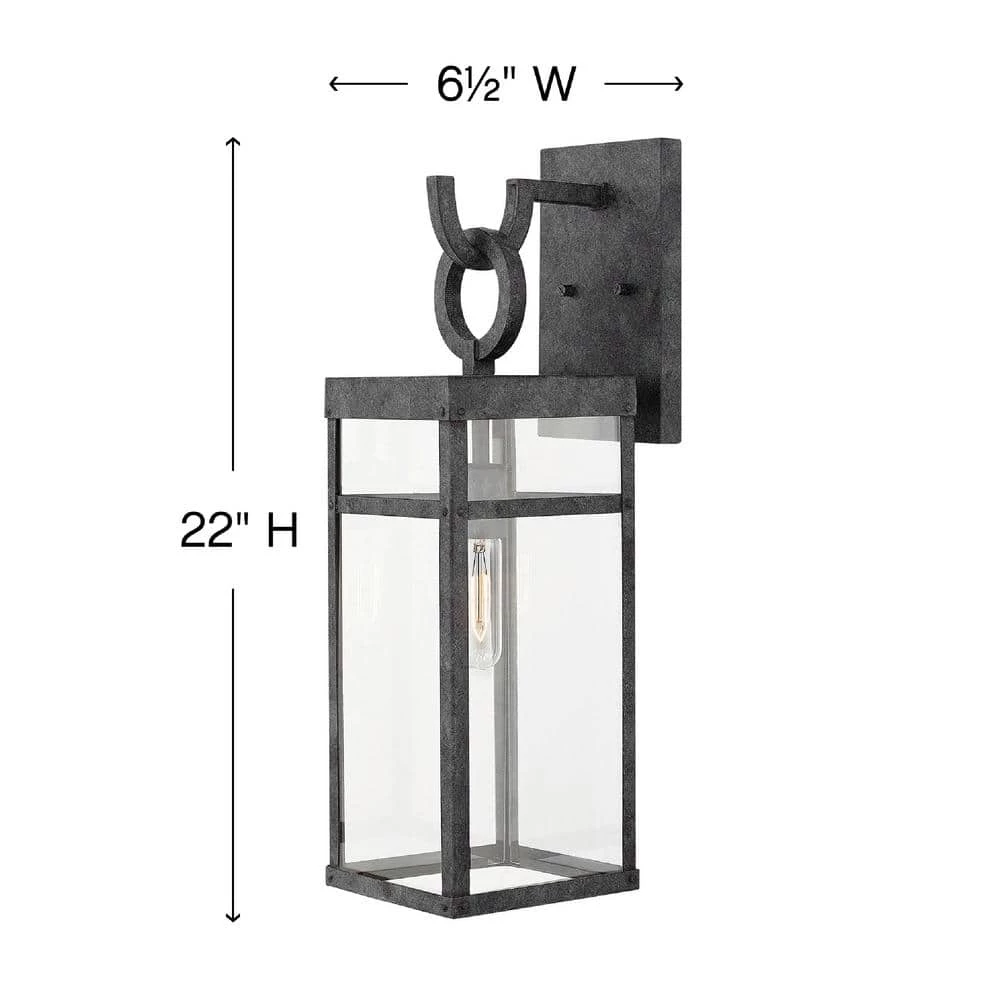 Porter Medium 1-Light Aged Zinc Outdoor Wall Mount Lantern Sconce by HINKLEY 3 Porter Medium 1-Light Aged Zinc Outdoor Wall Mount Lantern Sconce by HINKLEY - Image 3