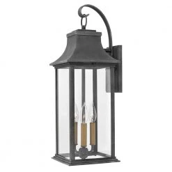 Adair Large 3-Light Aged Zinc Outdoor Wall Lantern by HINKLEY