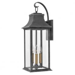 Adair 3 Light Aged Zinc LED Outdoor Wall Sconce Lantern by HINKLEY