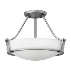Hathaway 16 in. 3-Light Antique Nickel Semi-Flush Mount by HINKLEY