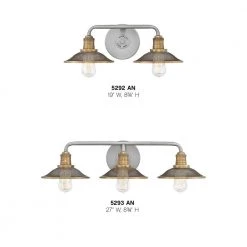 RIGBY 19 in. 2-Lights Antique Nickel Vanity Light by HINKLEY -HINKLEY || CANARM Shop antique nickel hinkley vanity lighting 5292an 1f 1000