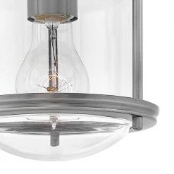 Hadley 7.75 in. 1-Light Antique Nickel with Clear Glass Flush Mount by HINKLEY -HINKLEY || CANARM Shop antique nickel with clear glass hinkley flush mount lights 3300an cl 4f 1000