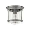 Hadley 7.75 in. 1-Light Antique Nickel with Clear Glass Flush Mount by HINKLEY
