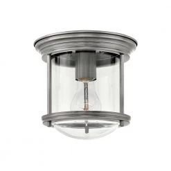 Hadley 7.75 in. 1-Light Antique Nickel with Clear Glass Flush Mount by HINKLEY
