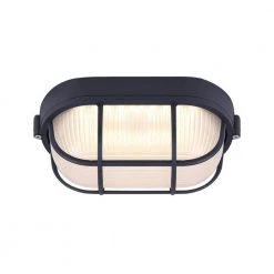 1-Light Black LED Outdoor Flush Mount Light with Frosted Glass by CANARM