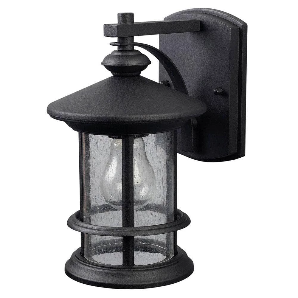Ryder 1-Light Black Outdoor Wall Lantern Sconce with Seeded Glass by CANARM 1 Ryder 1-Light Black Outdoor Wall Lantern Sconce with Seeded Glass by CANARM