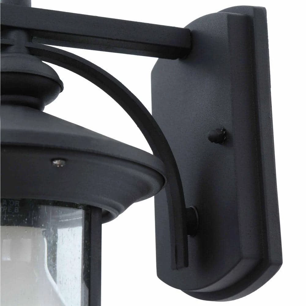 Ryder 1-Light Black Outdoor Wall Lantern Sconce with Seeded Glass by CANARM 4 Ryder 1-Light Black Outdoor Wall Lantern Sconce with Seeded Glass by CANARM - Image 4