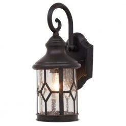 Atlanta 1-Light Outdoor Black Wall Lantern Sconce by CANARM