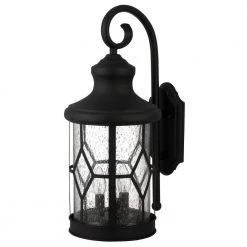 Atlanta 3-Light Outdoor Black Wall Lantern Sconce by CANARM