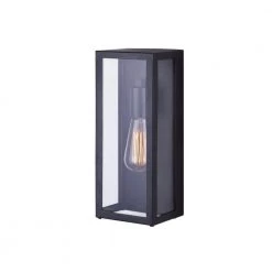 Galia 1-Light Black Outdoor Wall Lantern Sconce with Clear Glass by CANARM