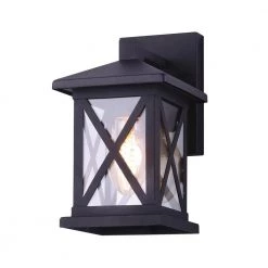 Elm 1-Light Black Outdoor Wall Light Sconce by CANARM