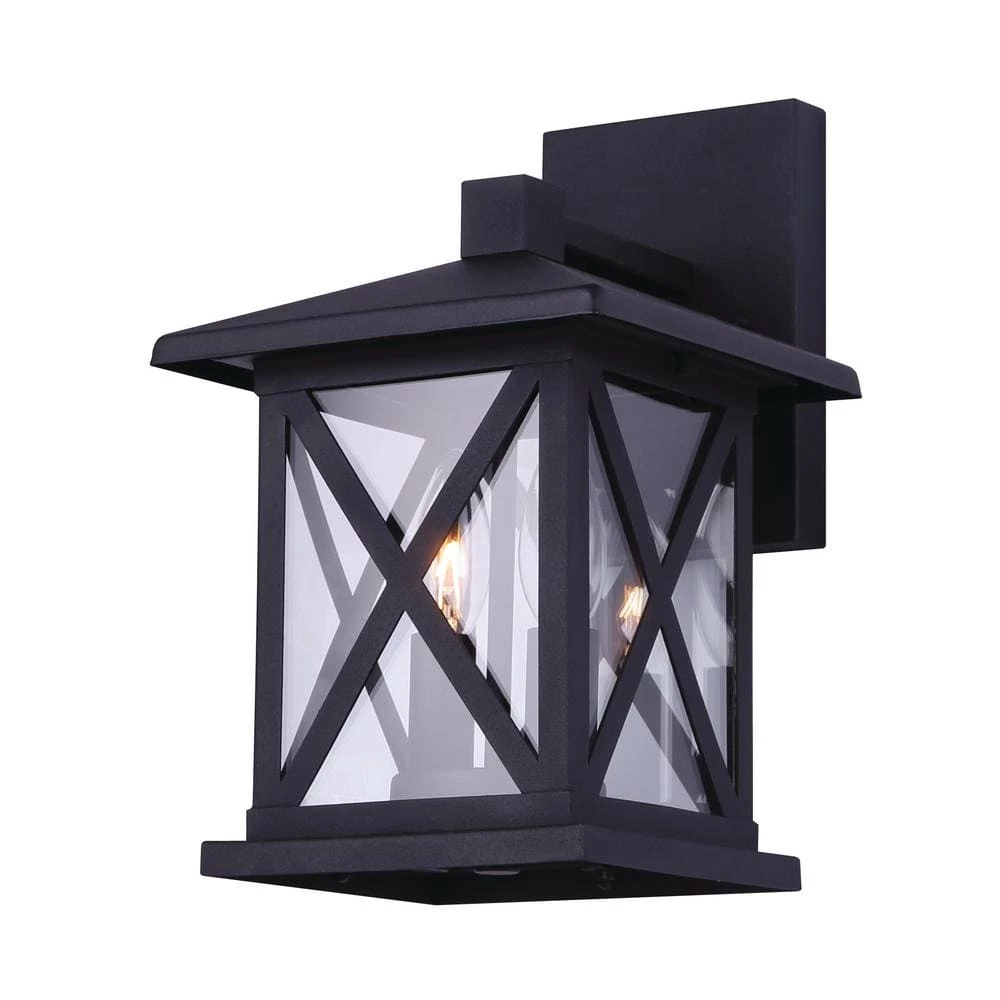 Elm 2-Light Black Outdoor Wall Light Sconce by CANARM 1 Elm 2-Light Black Outdoor Wall Light Sconce by CANARM