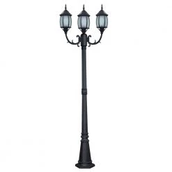 Hayden 3-Light Black Outdoor Post Light with Frosted Glass by CANARM