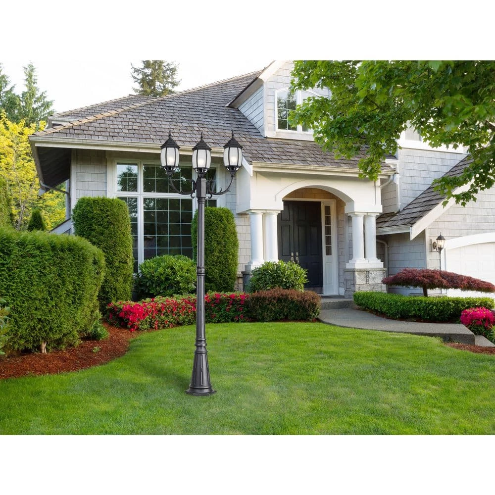 Hayden 3-Light Black Outdoor Post Light with Frosted Glass by CANARM 2 Hayden 3-Light Black Outdoor Post Light with Frosted Glass by CANARM - Image 2