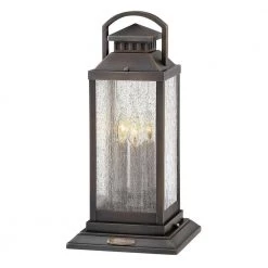 Revere 20.25 in. 3-Light Blackened Brass Low Voltage Outdoor Pier Mount Light by HINKLEY