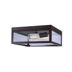 Rae 2-Light Oil Rubbed Bronze Flush Mount with Clear Glass by CANARM