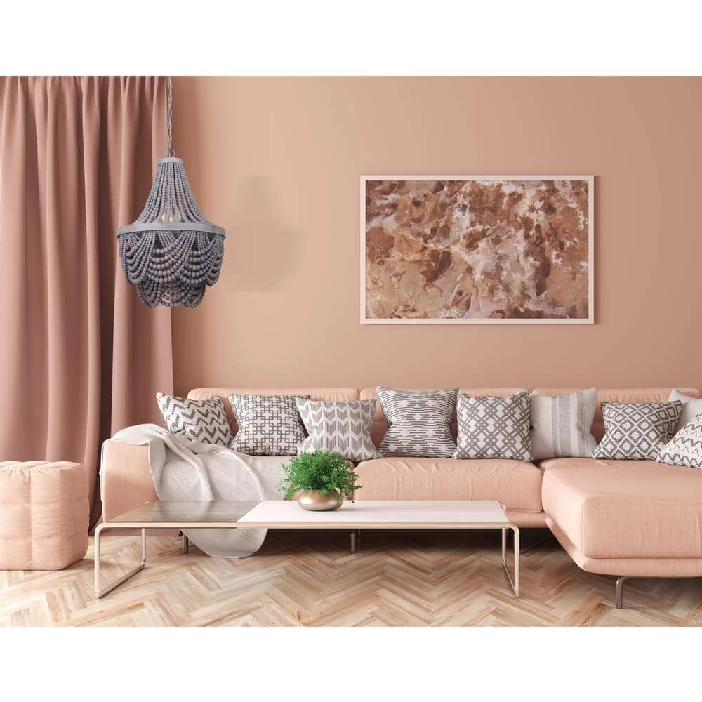 Kipling 6-Light Brushed Grey Chandelier with Real Wood Beads by CANARM 3 Kipling 6-Light Brushed Grey Chandelier with Real Wood Beads by CANARM - Image 3