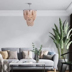 Leora 5-Light Brushed Grey Chandelier with Natural Real Wood Beads by CANARM -HINKLEY || CANARM Shop brushed grey canarm chandeliers ich1089a05bgn19 4f 1000