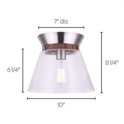 Dex 1-Light Brushed Nickel and Faux Wood Flushmount Light by CANARM 8 Dex 1-Light Brushed Nickel and Faux Wood Flushmount Light by CANARM -HINKLEY || CANARM Shop brushed nickel and faux wood canarm flush mount lights ifm742a10bnw 4f 1000