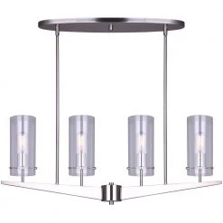 Jade 4-Light Brushed Nickel Rod Chandelier with Clear Glass Shades by CANARM