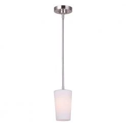 Vita 1-Light Brushed Nickel Pendant with Opal Glass Shade by CANARM