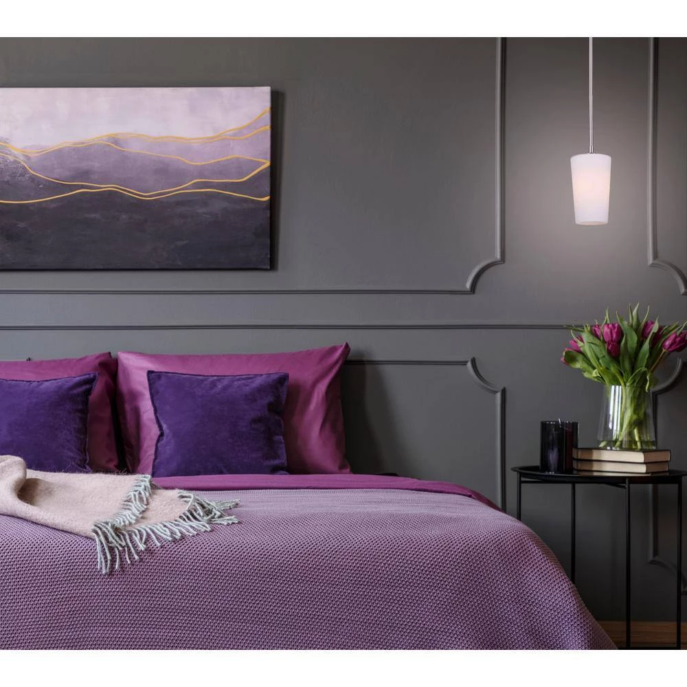 Vita 1-Light Brushed Nickel Pendant with Opal Glass Shade by CANARM 2 Vita 1-Light Brushed Nickel Pendant with Opal Glass Shade by CANARM - Image 2