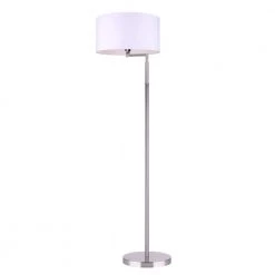 Perin 63 in. Brushed Nickel Indoor Floor Lamp with White Fabric Shade by CANARM