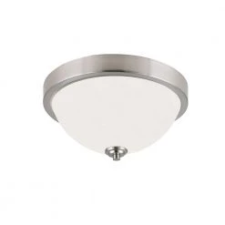 River 2-Light Brushed Nickel Flush Mount Light with Flat Opal Glass Shade by CANARM