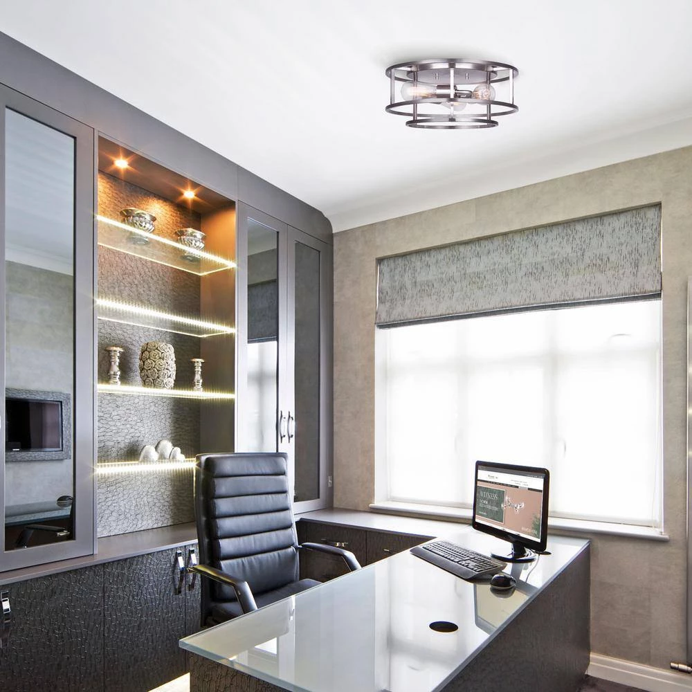 Luca 15.75 in. 3-Light Brushed Nickel Flush Mount by CANARM 3 Luca 15.75 in. 3-Light Brushed Nickel Flush Mount by CANARM - Image 3