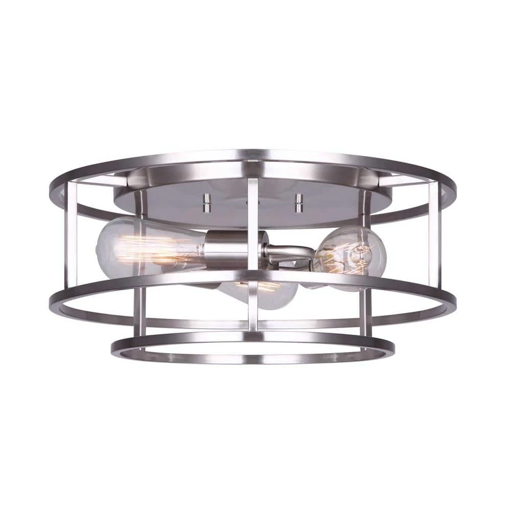 Luca 15.75 in. 3-Light Brushed Nickel Flush Mount by CANARM 1 Luca 15.75 in. 3-Light Brushed Nickel Flush Mount by CANARM