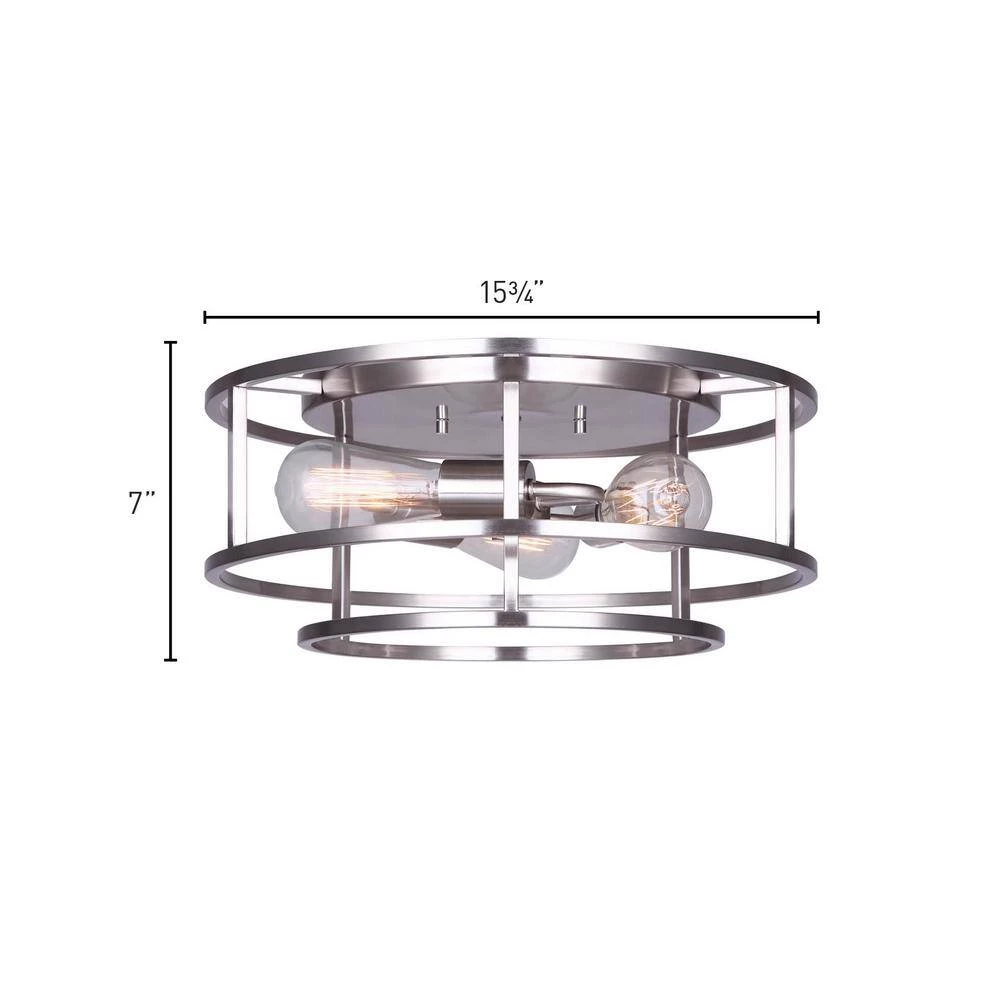 Luca 15.75 in. 3-Light Brushed Nickel Flush Mount by CANARM 2 Luca 15.75 in. 3-Light Brushed Nickel Flush Mount by CANARM - Image 2