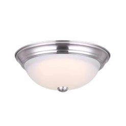 13.4 in. Brushed Nickel Integrated LED Flush Mount with Frosted Glass by CANARM