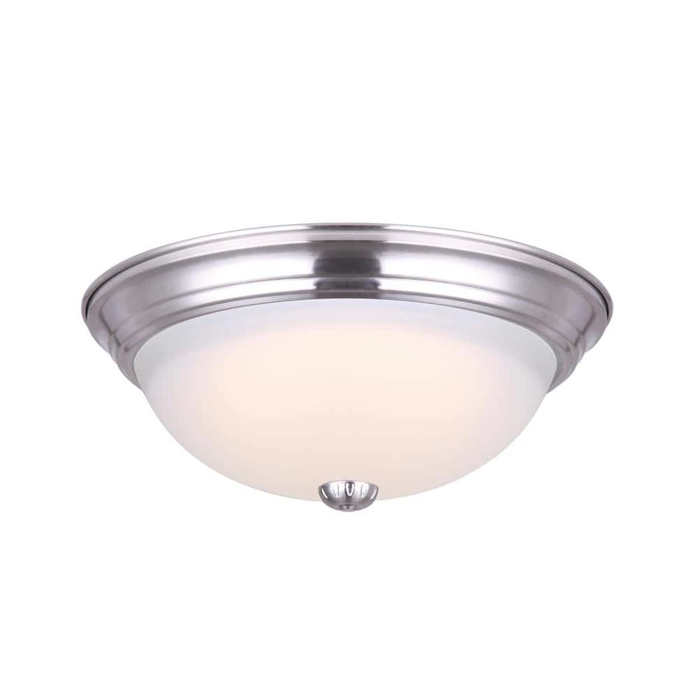 13.4 in. Brushed Nickel Integrated LED Flush Mount with Frosted Glass by CANARM 1 13.4 in. Brushed Nickel Integrated LED Flush Mount with Frosted Glass by CANARM