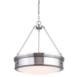 Boku 4-Light Brushed Nickel Chandelier with Flat Opal Glass Shade by CANARM