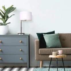 Perin 23.75 in. Brushed Nickel Indoor Table Lamp with White Fabric Shade by CANARM -HINKLEY || CANARM Shop brushed nickel canarm table lamps itl1008a24bn 31 1000