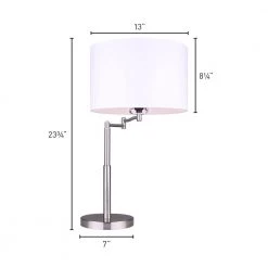 Perin 23.75 in. Brushed Nickel Indoor Table Lamp with White Fabric Shade by CANARM -HINKLEY || CANARM Shop brushed nickel canarm table lamps itl1008a24bn 4f 1000