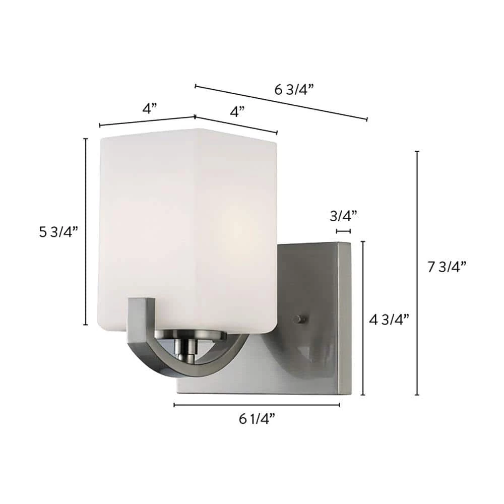 Palmer 6.25 in. Brushed Nickel Sconce with Opal Glass Shade by CANARM 3 Palmer 6.25 in. Brushed Nickel Sconce with Opal Glass Shade by CANARM - Image 3