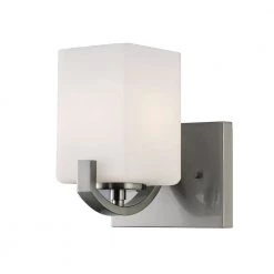 Palmer 6.25 in. Brushed Nickel Sconce with Opal Glass Shade by CANARM
