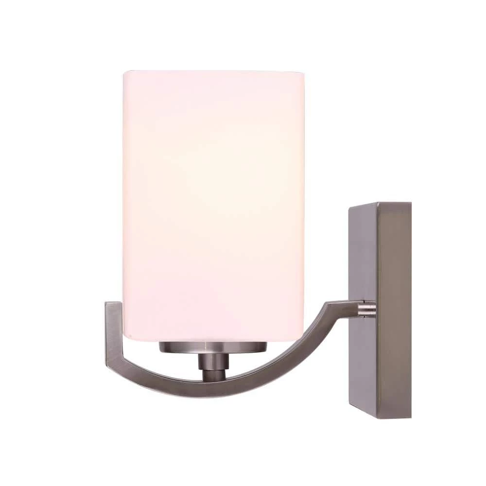 Palmer 6.25 in. Brushed Nickel Sconce with Opal Glass Shade by CANARM 2 Palmer 6.25 in. Brushed Nickel Sconce with Opal Glass Shade by CANARM - Image 2