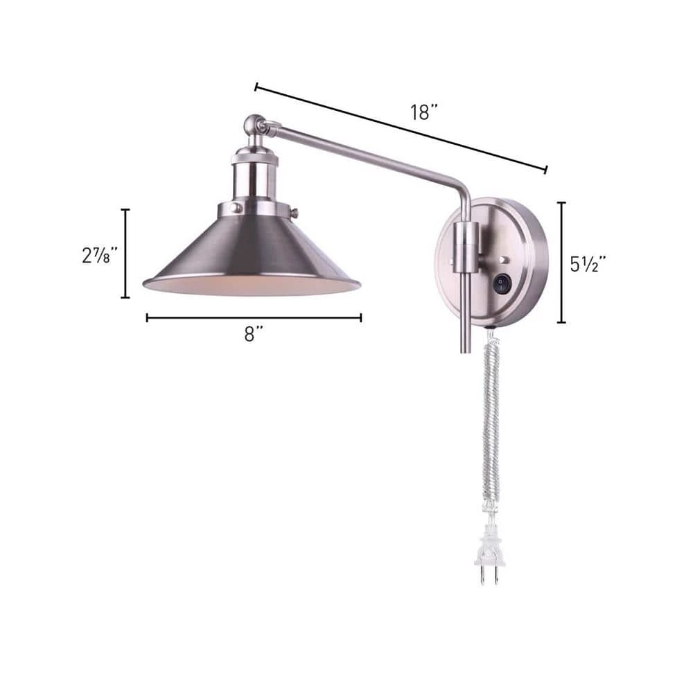 Tally 1-Light Brushed Nickel Swing Arm Light by CANARM 3 Tally 1-Light Brushed Nickel Swing Arm Light by CANARM - Image 3
